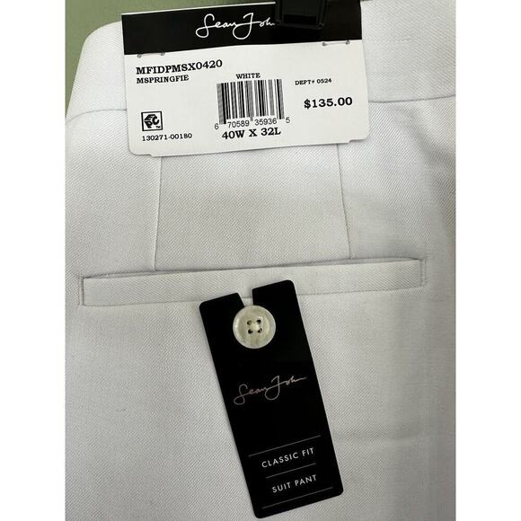 Sean John Men's Dress Suit Pants White Various Sizes NWT $135 Formal Wedding - Picture 9 of 10